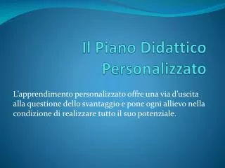 il piano didattico personalizzato