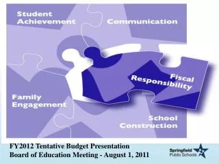 FY2012 Tentative Budget Presentation Board of Education Meeting - August 1, 2011