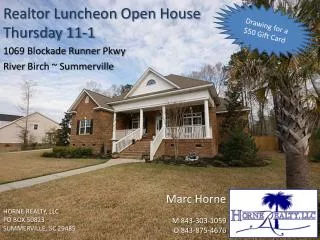 Realtor Luncheon Open House Thursday 11-1