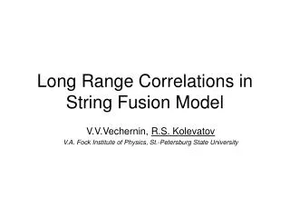 Long Range Correlations in String Fusion Model