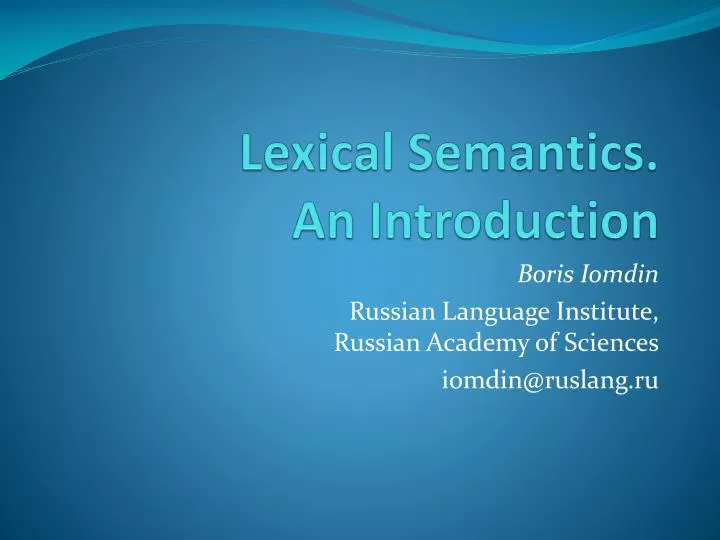 lexical semantics an introduction