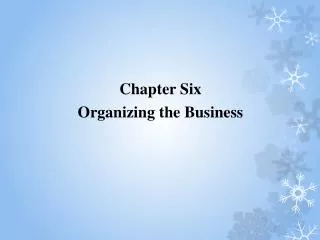 Chapter Six Organizing the Business