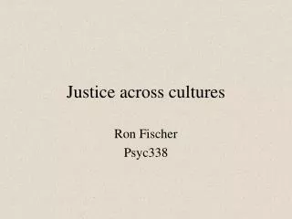 Justice across cultures