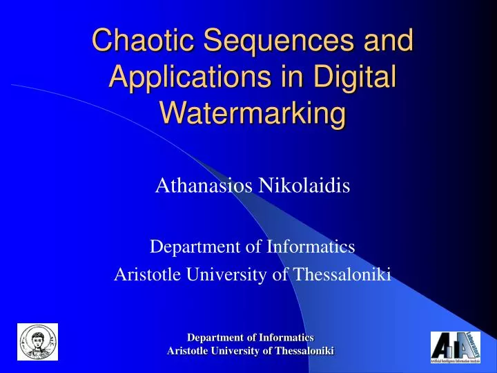 chaotic sequences and applications in digital watermarking
