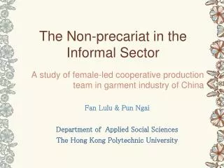 The Non-precariat in the Informal Sector