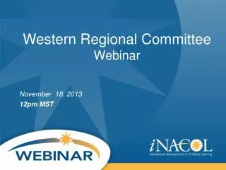 Western Regional Committee Webinar