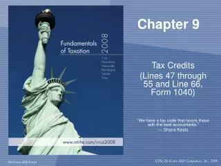 Tax Credits (Lines 47 through 55 and Line 66, Form 1040)