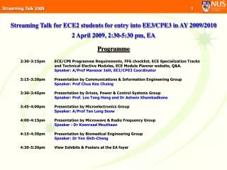 Streaming Talk for ECE2 students for entry into EE3/CPE3 in AY 2009/2010