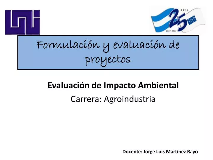 formulaci n y evaluaci n de proyectos