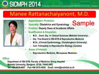 Manee Rattanachaiyanont, M.D.