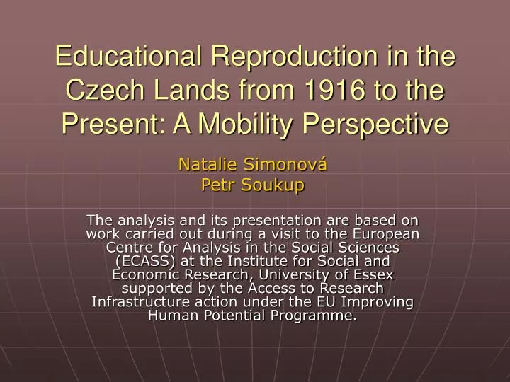 educational reproduction in the czech lands from 1916 to the present a mobility perspective