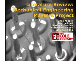 Literature Review: Mechanical Engineering Masters Project