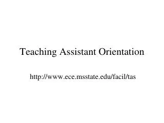 Teaching Assistant Orientation
