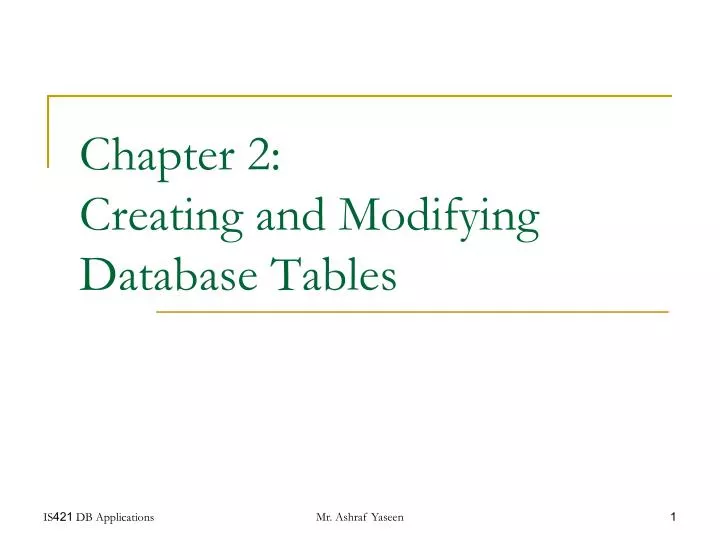 chapter 2 creating and modifying database tables