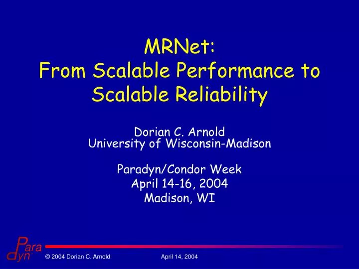 mrnet from scalable performance to scalable reliability