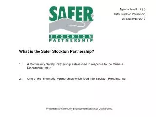 What is the Safer Stockton Partnership?