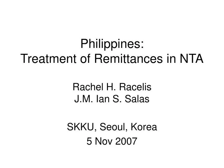 philippines treatment of remittances in nta rachel h racelis j m ian s salas