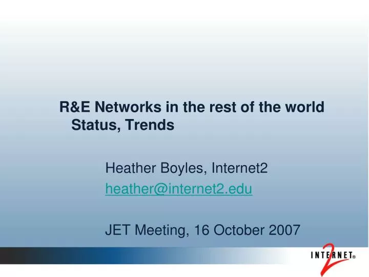 r e networks in the rest of the world status trends