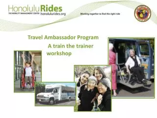 Travel Ambassador Program A train the trainer workshop