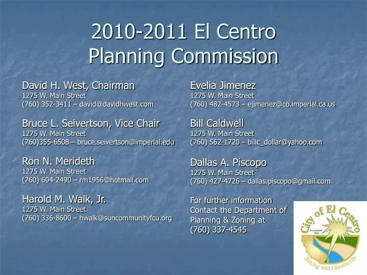2010 2011 el centro planning commission