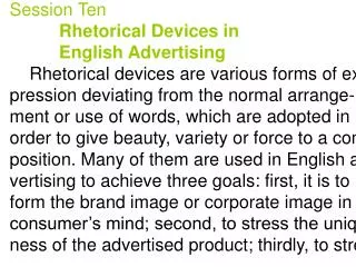 Session Ten Rhetorical Devices in English Advertising