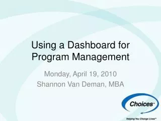 Using a Dashboard for Program Management