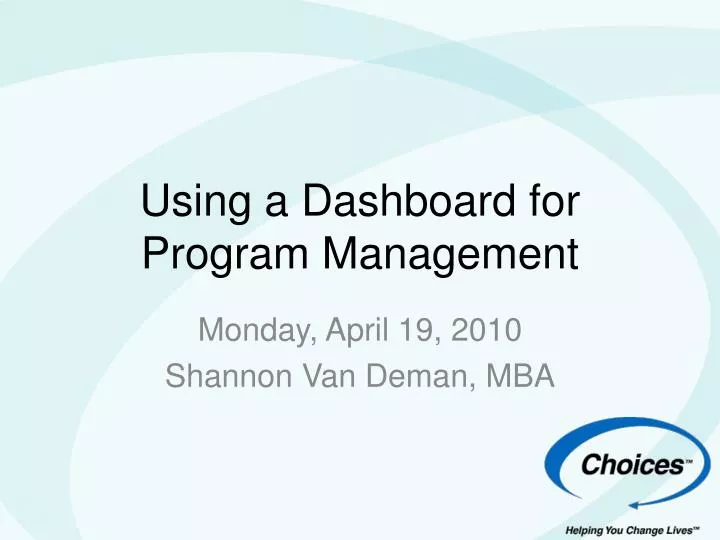 using a dashboard for program management