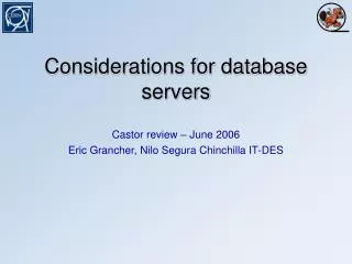 Considerations for database servers