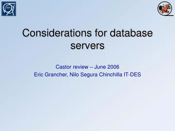 considerations for database servers