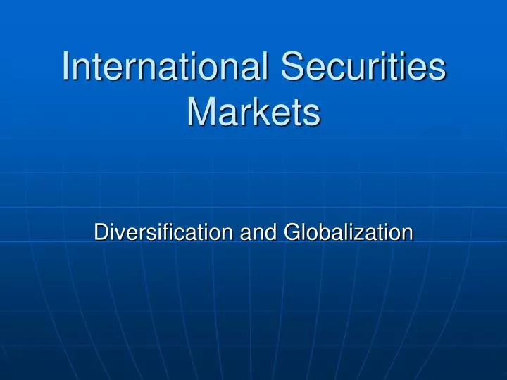 international securities markets