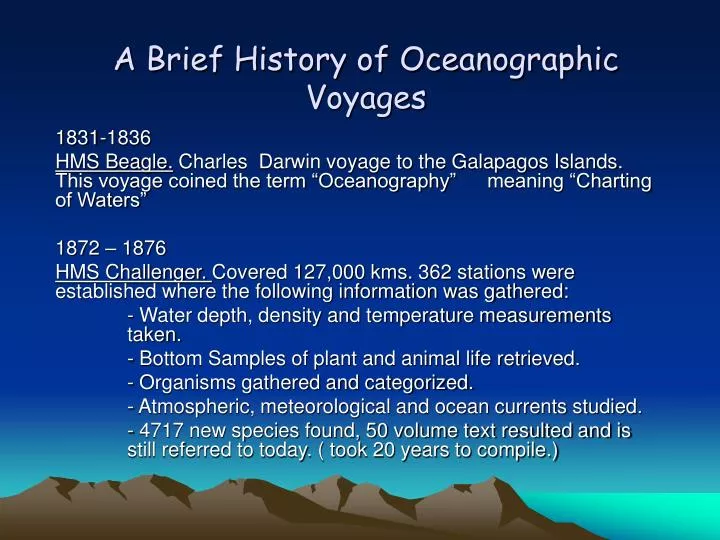 a brief history of oceanographic voyages
