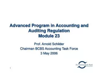 Advanced Program in Accounting and Auditing Regulation Module 23