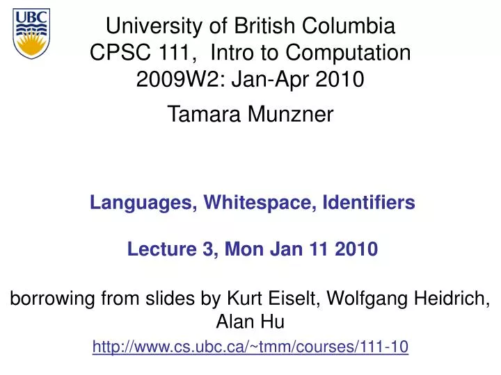 languages whitespace identifiers lecture 3 mon jan 11 2010