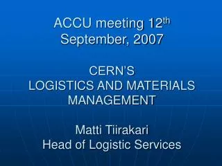 CERN MATERIALS MANAGEMENT