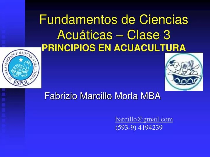 fundamentos de ciencias acu ticas clase 3 principios en acuacultura