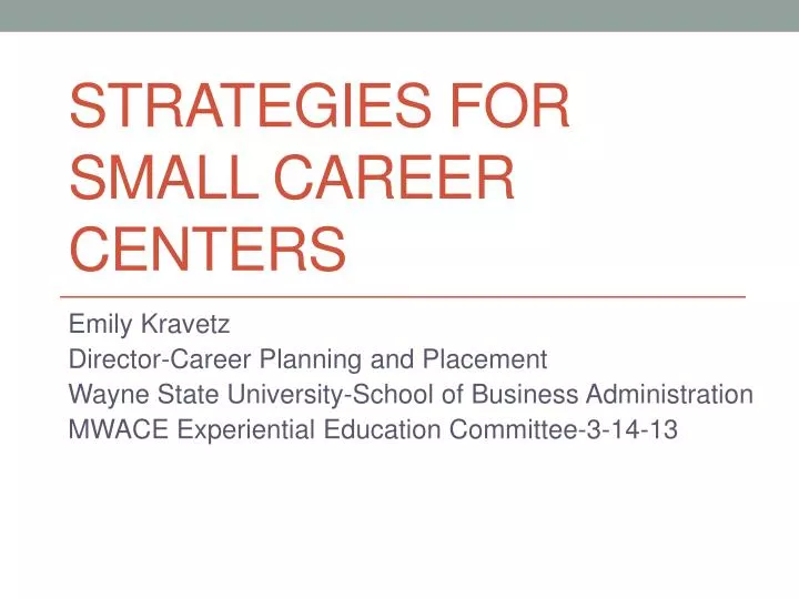 strategies for small career centers