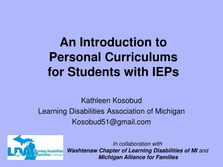 an introduction to personal curriculums for students with ieps