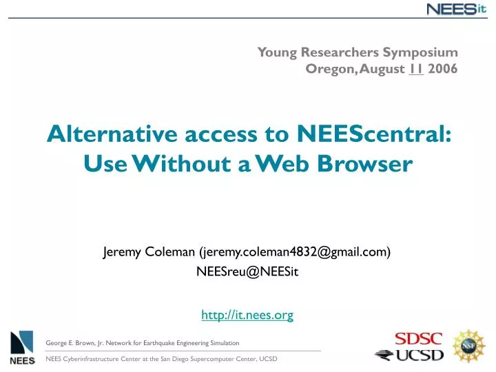 alternative access to neescentral use without a web browser