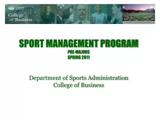 Sport Management Program pre-majors Spring 2011