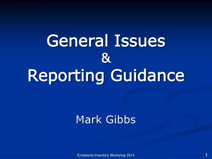 general issues reporting guidance
