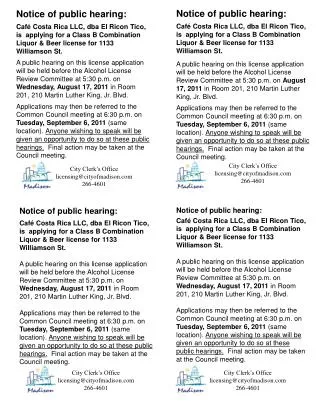 Notice of public hearing: