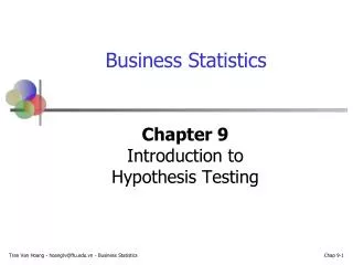 Chapter 9 Introduction to Hypothesis Testing