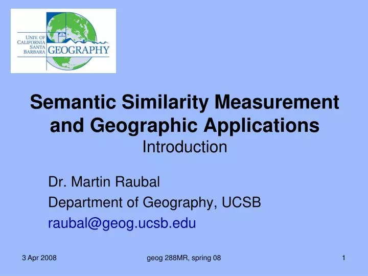 semantic similarity measurement and geographic applications introduction