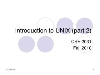 Introduction to UNIX (part 2)