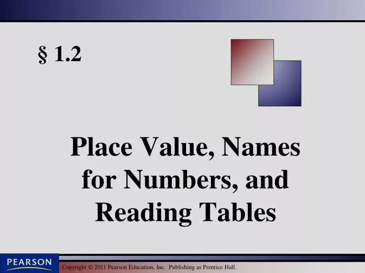 place value names for numbers and reading tables