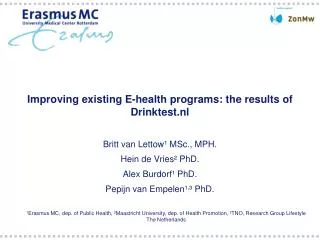Improving existing E-health programs: the results of Drinktest.nl