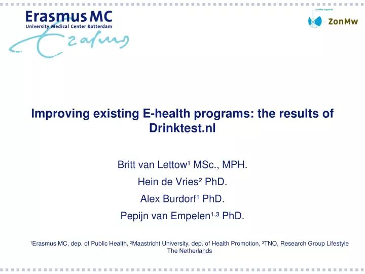 improving existing e health programs the results of drinktest nl