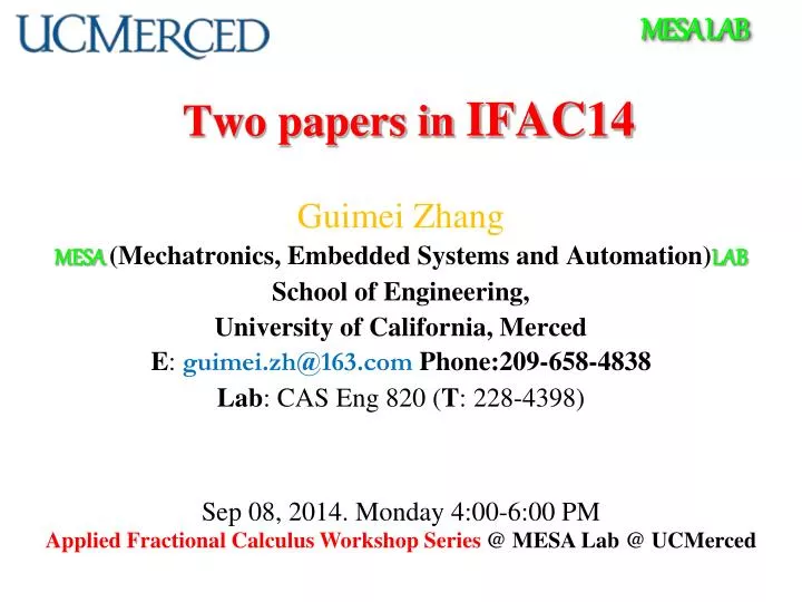 two papers in ifac14