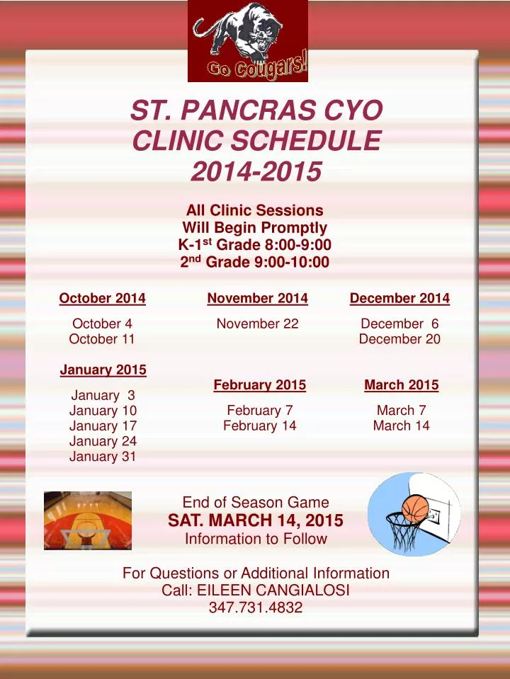 st pancras cyo clinic schedule 2014 2015