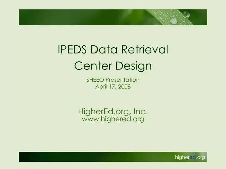 ipeds data retrieval center design